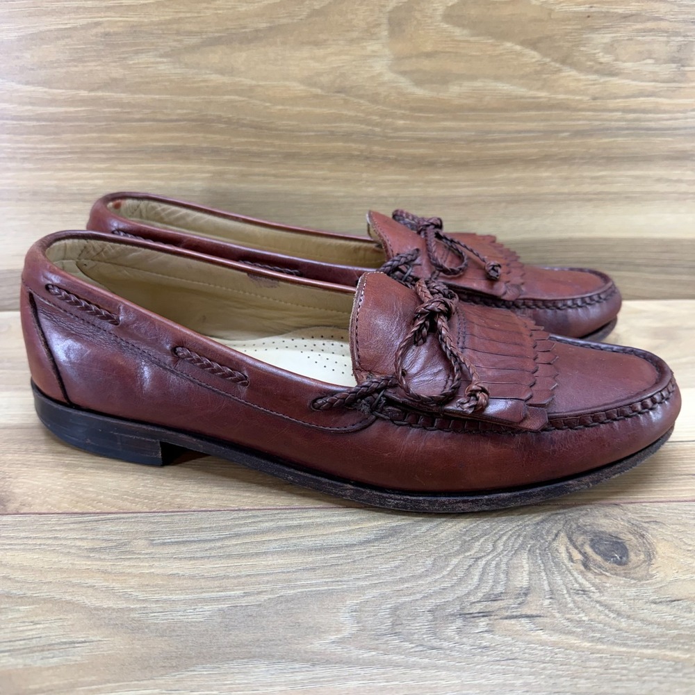 Allen Edmonds Woodstock Kiltie Loafers Mens 12 D Brown Leather Dress Shoes